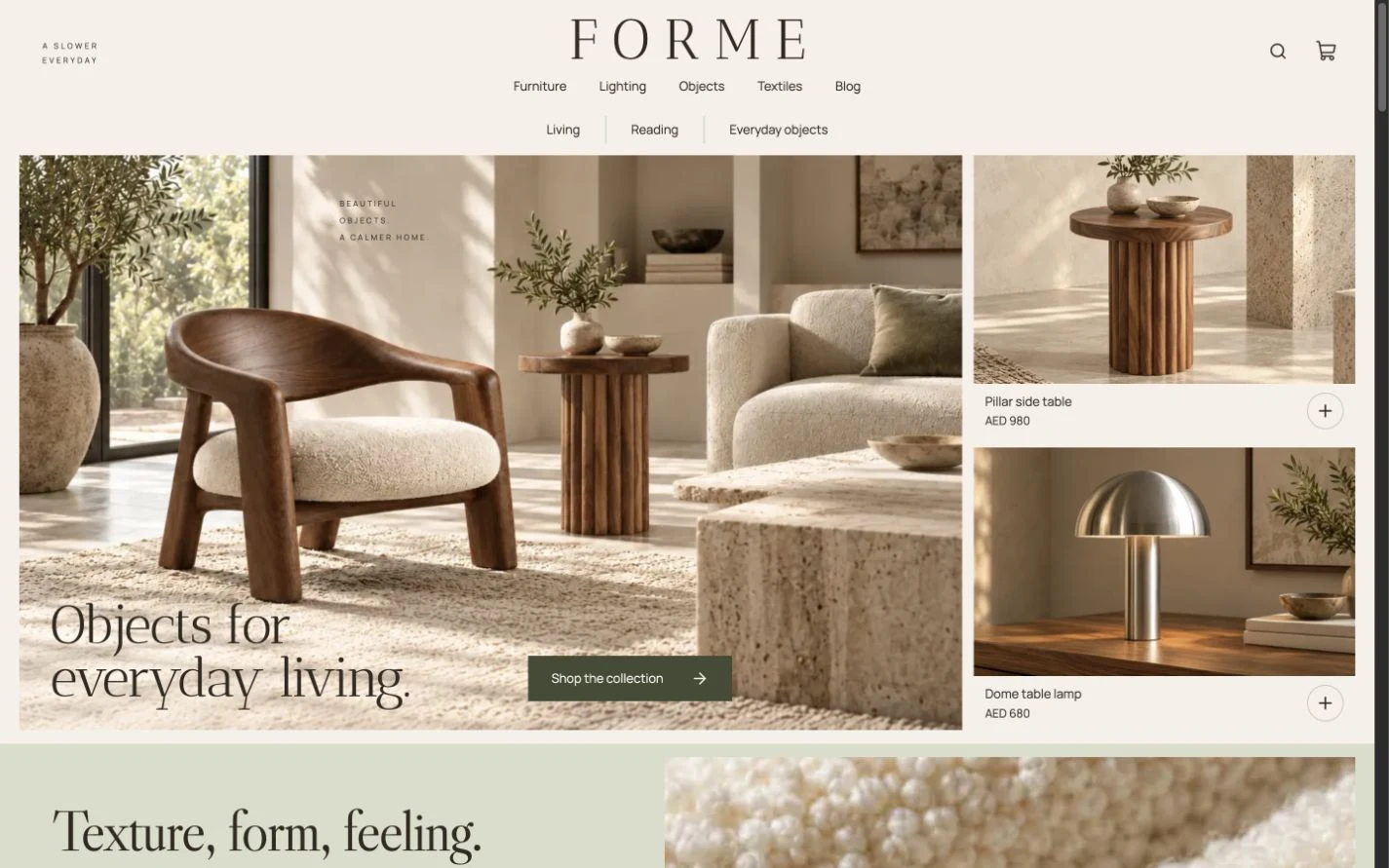 FORME · WordPress storefront · also available with EmDash