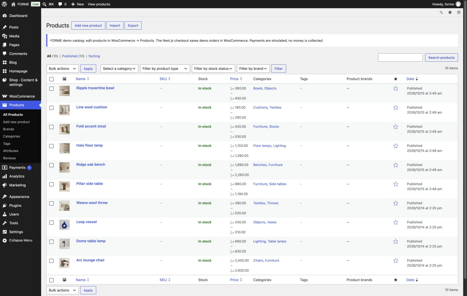 WordPress · WooCommerce: Manage the WooCommerce product catalog